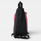 Koel Abstract Rood en Roze Retro Zigzag Golven Sling Bag (Achterkant)