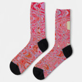 Koel Abstract Rood en Roze Retro Zigzag Golven Sokken (Links)