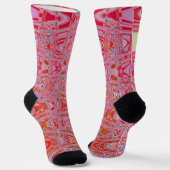 Koel Abstract Rood en Roze Retro Zigzag Golven Sokken (Gebogen)