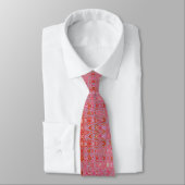 Koel Abstract Rood en Roze Retro Zigzag Golven Stropdas (Gebonden)
