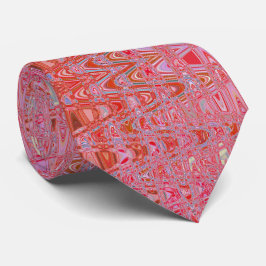 Koel Abstract Rood en Roze Retro Zigzag Golven Stropdas