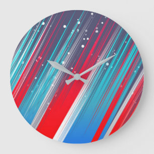 Koel Abstract Rood Wit Blauw Kwaststreken Grote Klok