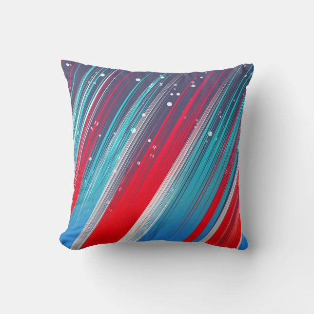 Koel Abstract Rood Wit Blauw Kwaststreken Kussen (Voorkant)