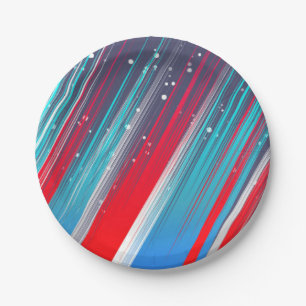 Koel Abstract Rood Wit Blauw Kwaststreken Papieren Bordje