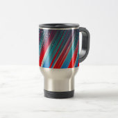 Koel Abstract Rood Wit Blauw Kwaststreken Reisbeker (Voorkant rechts)