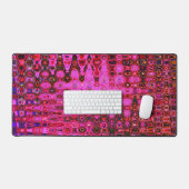 Koel Abstract Roze en Zwarte Atoom Retro Zigzags Bureaumat (Keyboard & Muis)