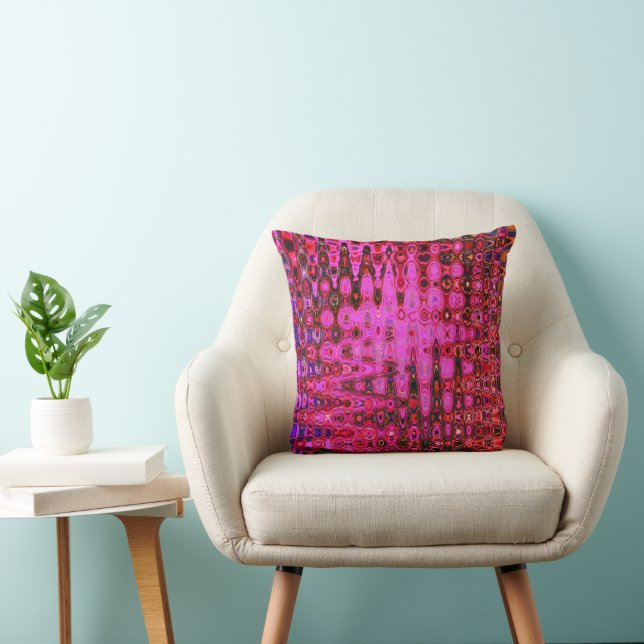 Koel Abstract Roze en Zwarte Atoom Retro Zigzags Kussen (Stoel)