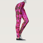 Koel Abstract Roze en Zwarte Atoom Retro Zigzags Leggings (Rechts)