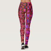 Koel Abstract Roze en Zwarte Atoom Retro Zigzags Leggings (Achterkant)