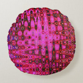 Koel Abstract Roze en Zwarte Atoom Retro Zigzags Rond Kussen
