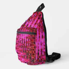 Koel Abstract Roze en Zwarte Atoom Retro Zigzags Sling Bag