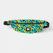 Koel Abstract Turquoise Luipaard Patroon Monogram Heuptasje (Voorkant)