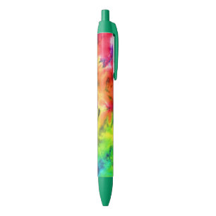 Koel Abstract Warm Rainbow Batik Tie Dye Patroon Zwarte Inkt Pen