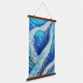 Koel Abstracte blauwe golven Hangend Wandkleed (Gebogen)