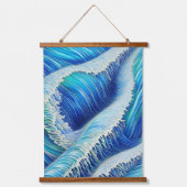 Koel Abstracte blauwe golven Hangend Wandkleed (Voorkant 2)