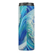 Koel Abstracte blauwe golven Thermosbeker (Achterkant)