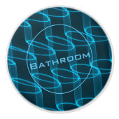 Koel Abstracte blauwe Neon Waves Bathroom Keramische Knop (Voorkant)