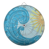 Koel Abstracte Blauwe Oceaan Gele Zon Dartbord (Voorkant)