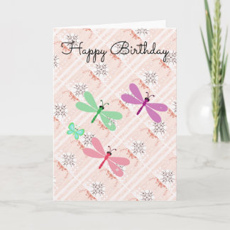 Koel Abstracte Dragonfly Birthday Kaart
