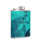 Koel Abstracte gejokte blauwe kunst op maat Heupfles (Rechts)