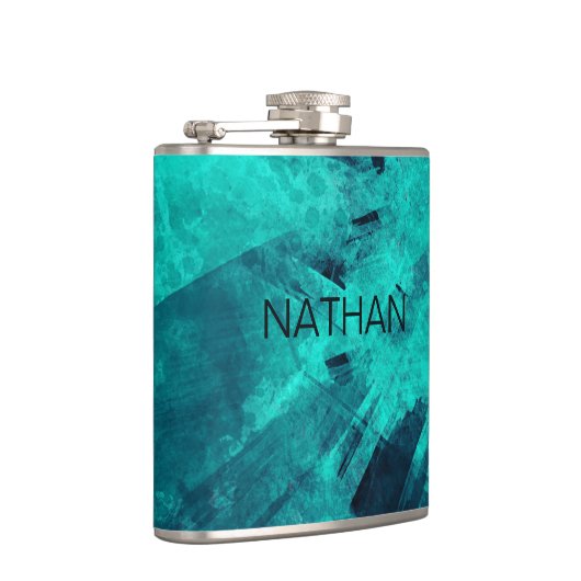 Koel Abstracte gejokte blauwe kunst op maat Heupfles (Rechts)