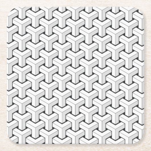 Koel Abstracte isometrische Y-plaatjes Kartonnen Onderzetters (Voorkant)