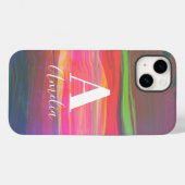 Koel Abstracte kunstmonogram Naam Hot Pink Case-Mate iPhone Case (Achterkant (horizontaal))