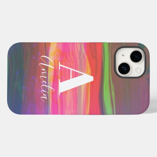 Koel Abstracte kunstmonogram Naam Hot Pink Case-Mate iPhone Case (Achterkant (horizontaal))