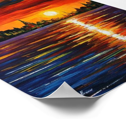 Koel Abstracte olie Schilderen van een zonsonderga Poster (Hoek)