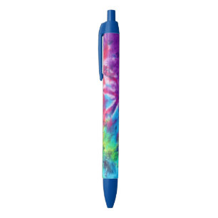 Koel Abstracte regenboogblauw Paars batik Zwarte Inkt Pen