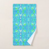 Koel Abstracte Retro Aqua en Lime Green Swirl Bad Handdoek (Handdoek)