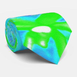 Koel Abstracte Retro Aqua en Lime Green Swirl Stropdas