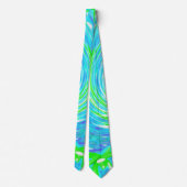 Koel Abstracte Retro Aqua en Lime Green Swirl Stropdas (Achterkant)