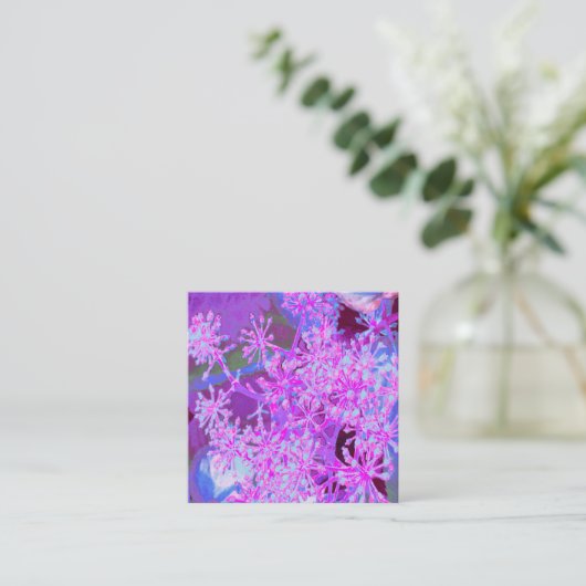 Koel Abstracte Retro-Natuur in Hot Pink en Paars Aanbevelingskaartje (Staand voorkant)