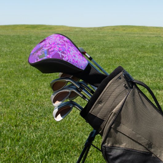 Koel Abstracte Retro-Natuur in Hot Pink en Paars Golfheadcover (Insitu)