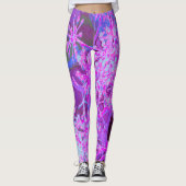Koel Abstracte Retro-Natuur in Hot Pink en Paars Leggings (Voorkant)