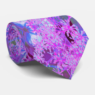 Koel Abstracte Retro-Natuur in Hot Pink en Paars Stropdas