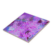 Koel Abstracte Retro-Natuur in Hot Pink en Paars Tegeltje (Zijkant)