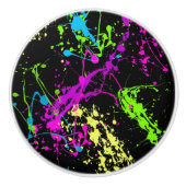 Koel Abstracte retro regenboogverf zwart Keramische Knop (Voorkant)