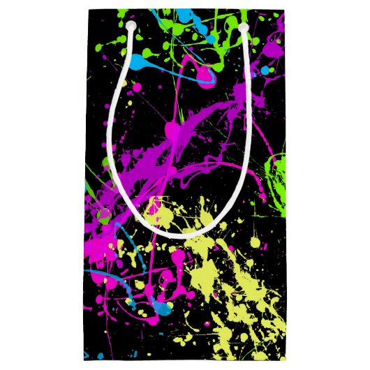 Koel Abstracte retro regenboogverf zwart Klein Cadeauzakje (Voorkant)