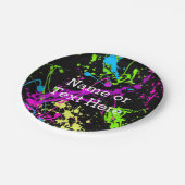 Koel Abstracte retro regenboogverf zwart Papieren Bordje (Gekanteld)