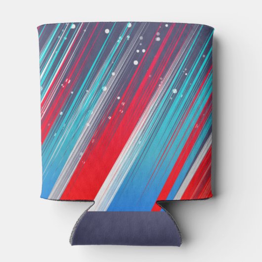 Koel Abstracte rode blauwe penseelstreken Blikjeskoeler (Achterkant)