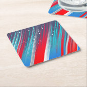 Koel Abstracte rode blauwe penseelstreken Kartonnen Onderzetters (Schuin)