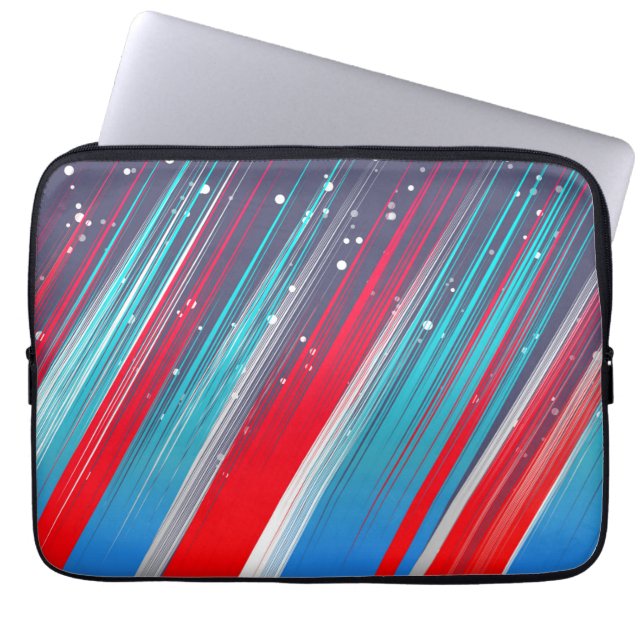 Koel Abstracte rode blauwe penseelstreken Laptop Sleeve (Voorkant)