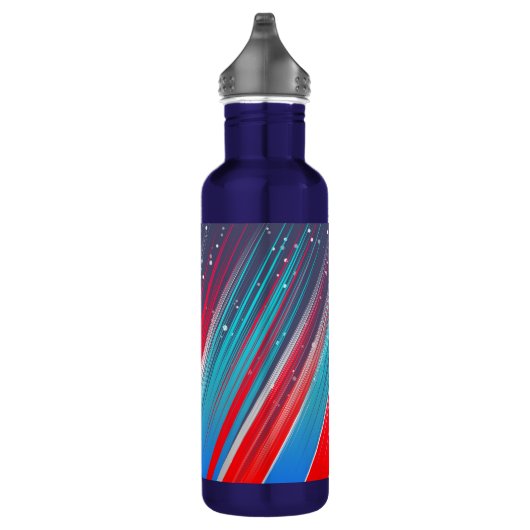 Koel Abstracte rode blauwe penseelstreken Waterfles (Rechts)