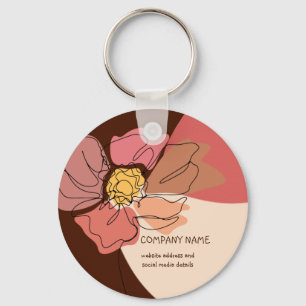 Koel Abstracte vorm Floral Brown Coral Girly Sleutelhanger
