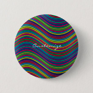 Koel Abstracte Wavy line art Thunder_Cove Ronde Button 5,7 Cm
