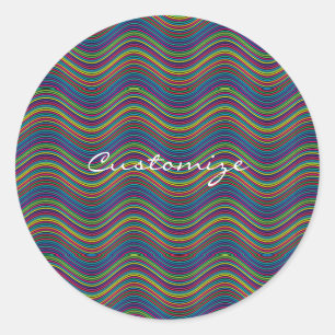 Koel Abstracte Wavy line art Thunder_Cove Ronde Sticker