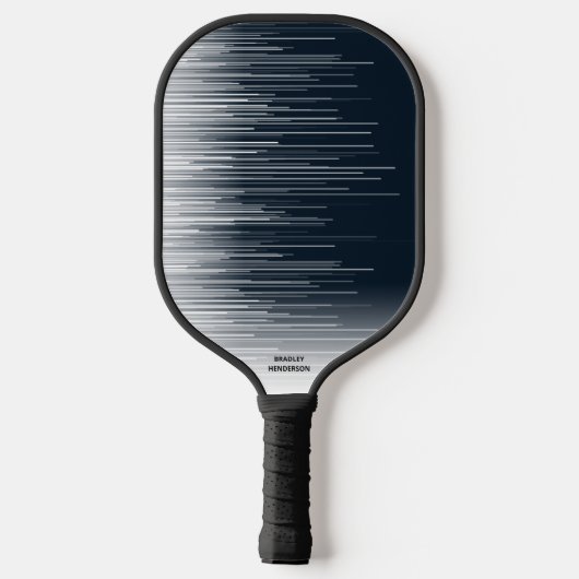 Koel Abstracte zwarte witte lijnen Aangepaste teks Pickleball Paddle (Achterkant)