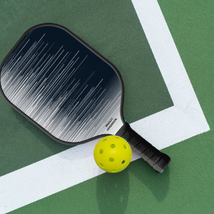Koel Abstracte zwarte witte lijnen Aangepaste teks Pickleball Paddle
